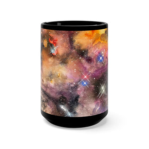 Watercolor Nebula Original Art - Black Mug 15oz